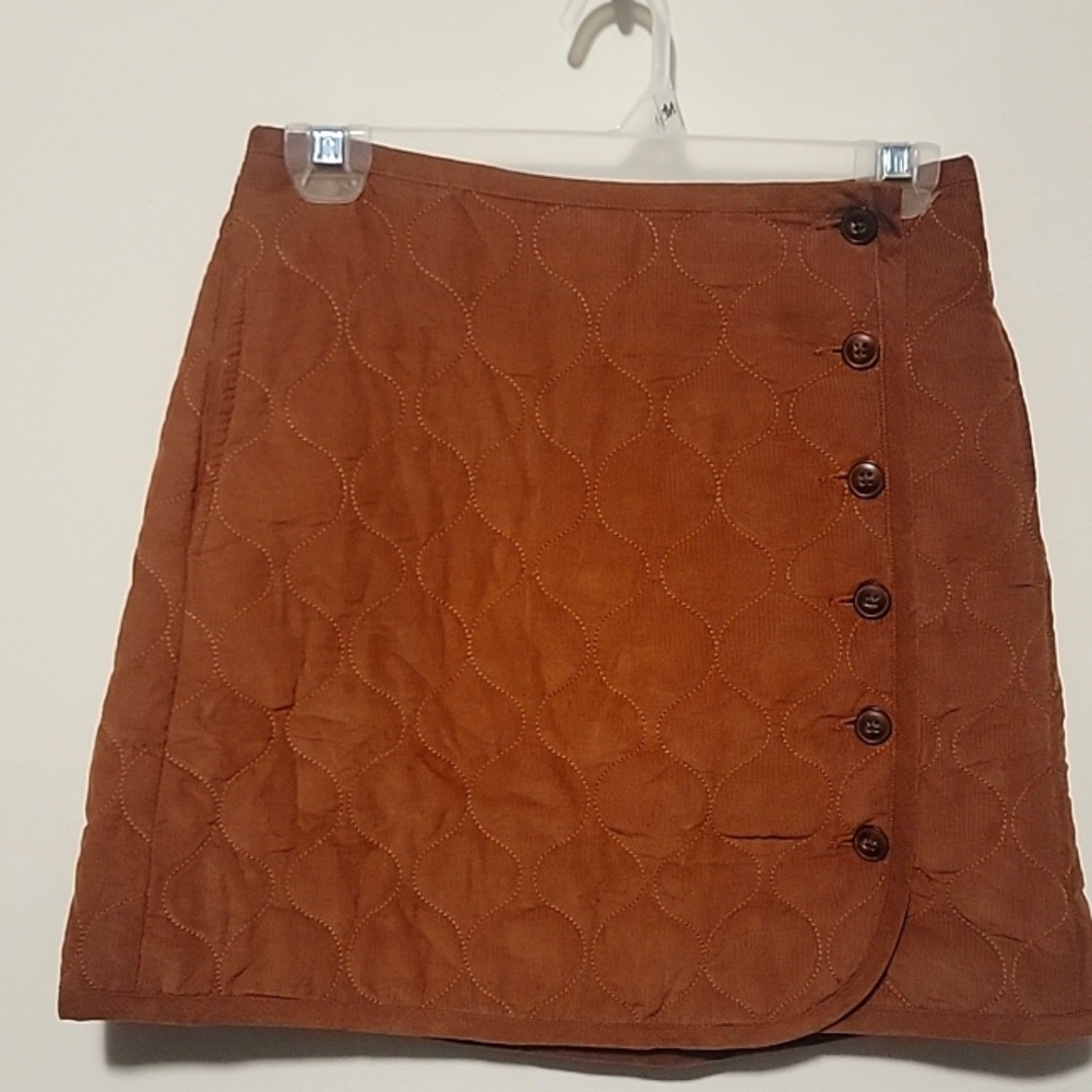 Madewell Corduroy Quilted Mini-Skirt in Brown, size 2